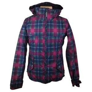 Burton Dryride Da Nang Multicolor Hooded Snowboard Zip Up Jacket Sz Small